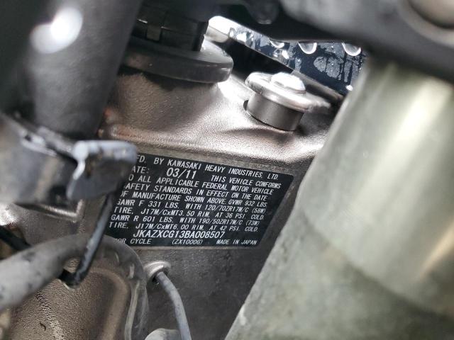 2011 KAWASAKI ZX1000 G JKAZXCG13BA008507