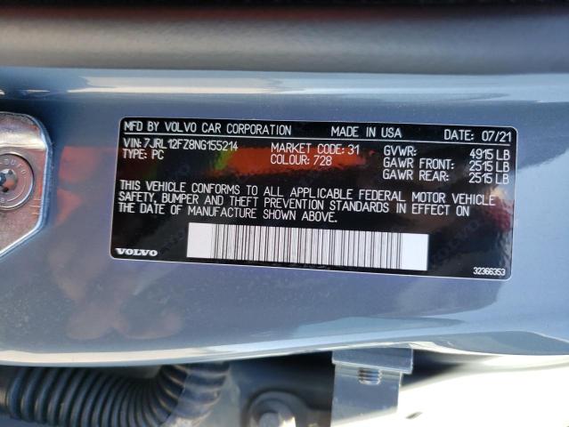 2022 VOLVO S60 B5 MOM 7JRL12FZ8NG155214