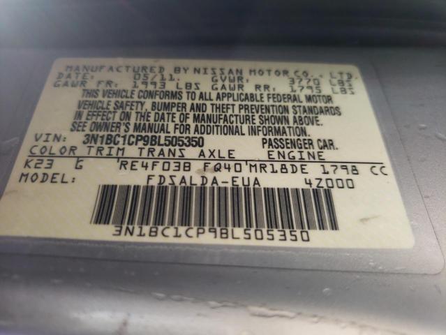 3N1BC1CP9BL505350 Nissan VERSA S