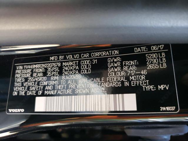 2017 VOLVO XC60 T6 DY YV449MRR2H2207678