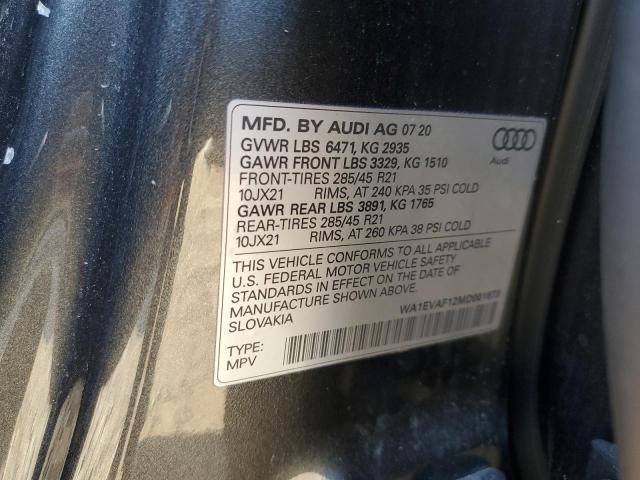 2021 AUDI Q8 PREMIUM WA1EVAF12MD001673