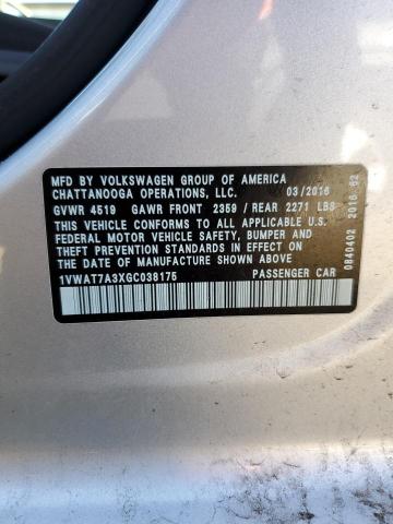 2016 VOLKSWAGEN PASSAT S/R 1VWAT7A3XGC038175