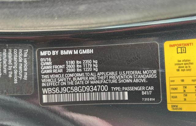 2016 BMW M6 WBS6J9C58GD934700