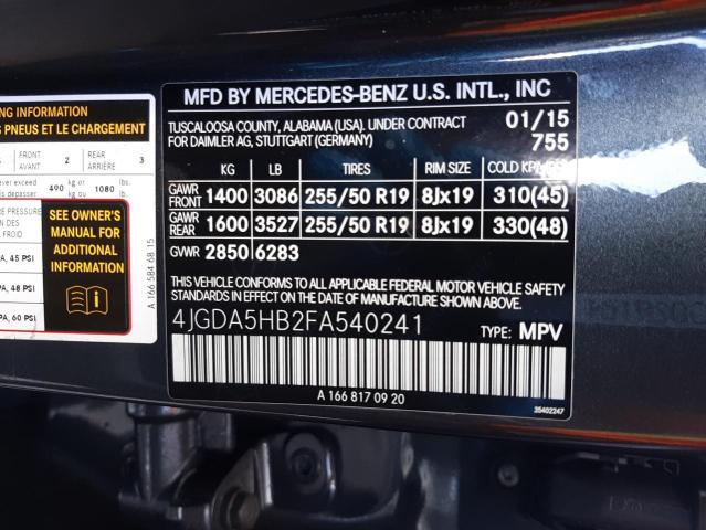 2015 MERCEDES-BENZ ML 4JGDA5HB2FA540241