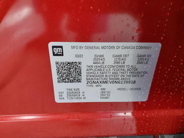 2022 CHEVROLET EQUINOX RS 2GNAXMEV0N6139918