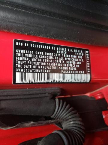 2017 VOLKSWAGEN BEETLE S/S 3VW517AT2HM804407