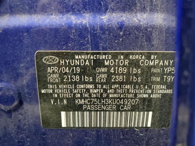 2019 HYUNDAI IONIQ KMHC75LH3KU049207