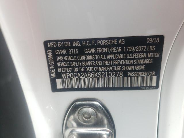 2019 PORSCHE BOXSTER BA WP0CA2A86KS210278