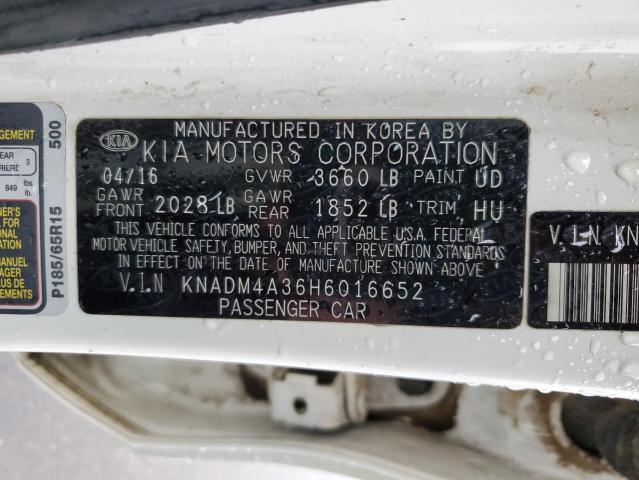 KNADM4A36H6016652 KIA RIO LX