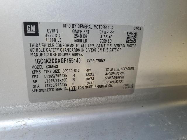 2016 CHEVROLET 3500 SILVE 1GC4KZCGXGF155140