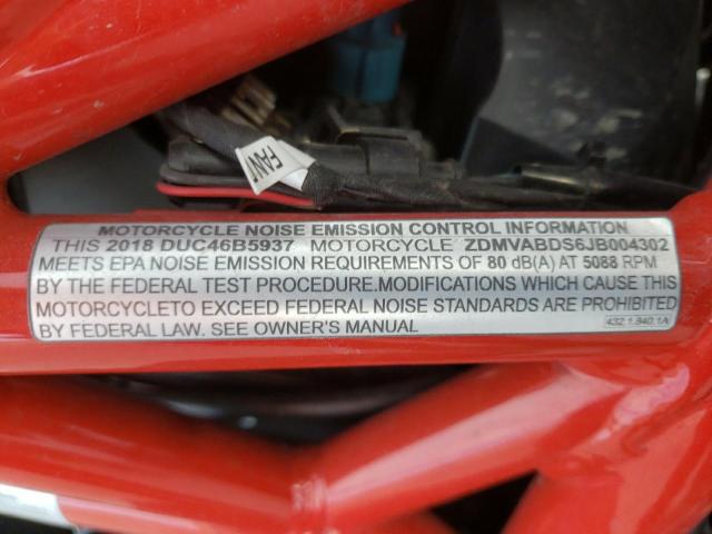 2018 DUCATI SUPERSPORT ZDMVABDS6JB004302