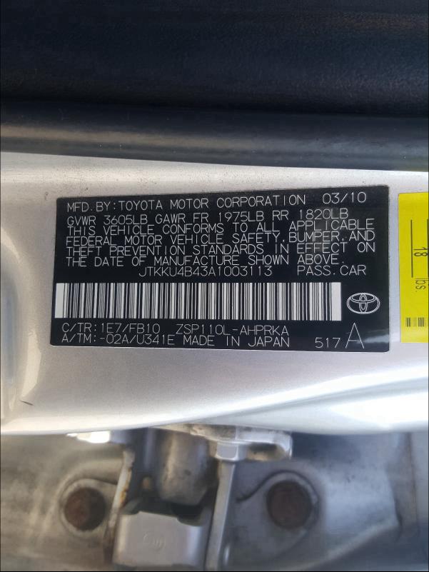 2010 TOYOTA SCION XD JTKKU4B43A1003113