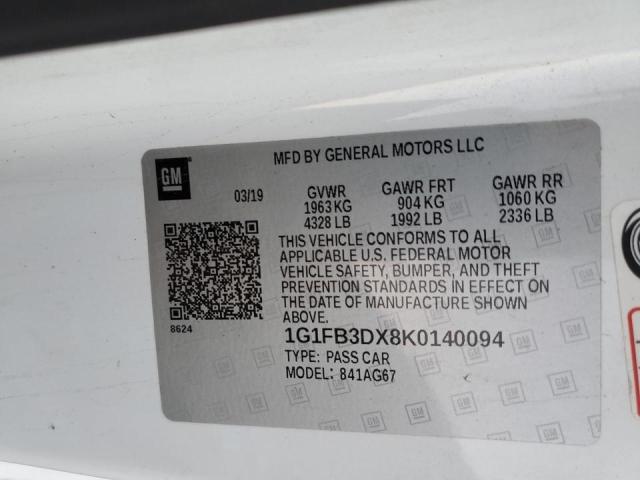 2019 CHEVROLET CAMARO LS - 1G1FB3DX8K0140094
