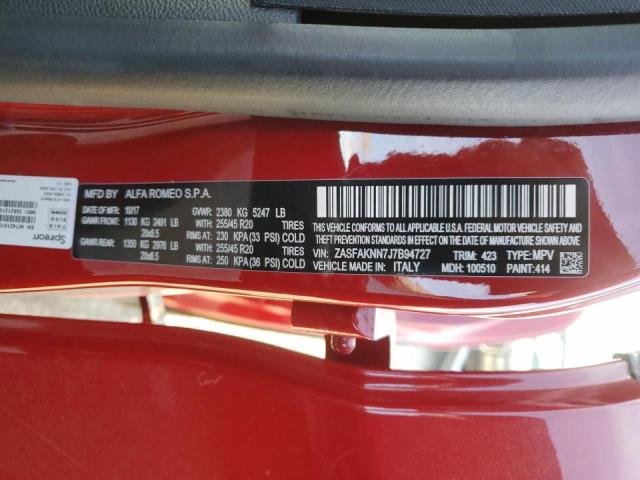 2018 ALFA ROMEO STELVIO TI - ZASFAKNN7J7B94727