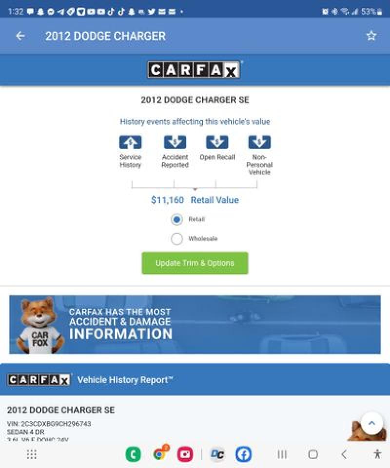 2012 Dodge Charger Se VIN: 2C3CDXBG9CH296743 Lot: 67155242