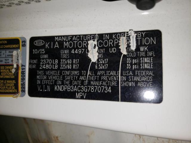 KNDPB3AC3G7870734 KIA Sportage Lx
