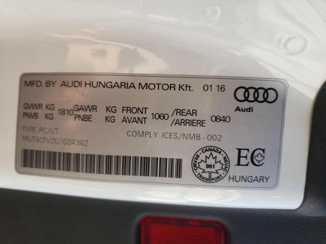 2016 AUDI TT TRUT5CFV2G1024362