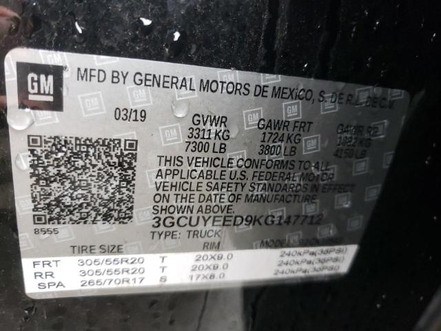 2019 CHEVROLET SILV1500 2 3GCUYEED9KG147712