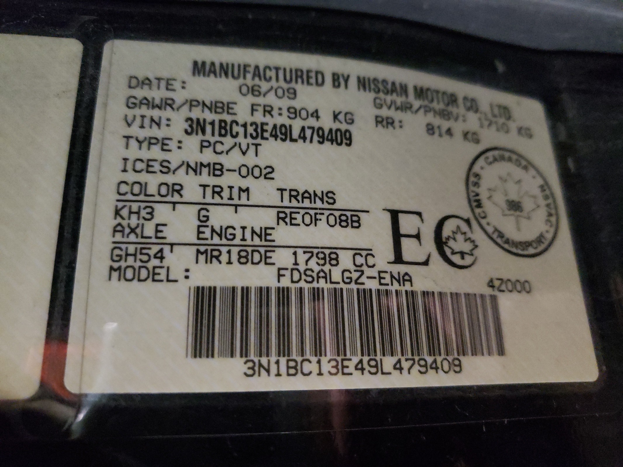 3N1BC13E49L479409 2009 Nissan Versa S