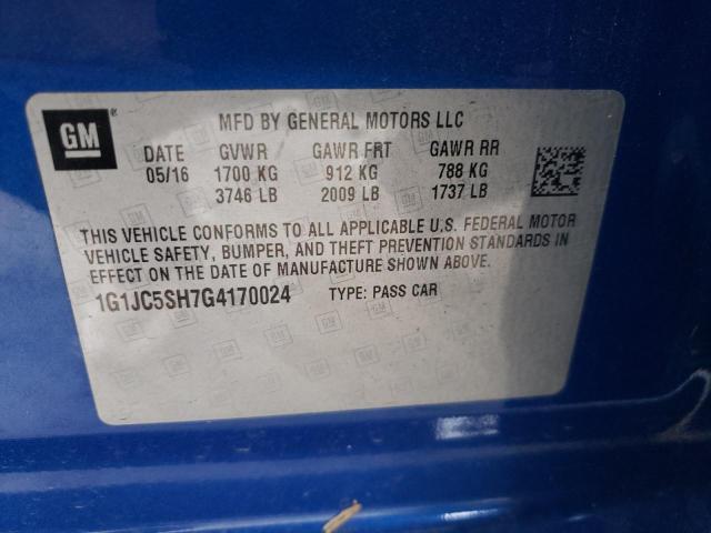 2016 CHEVROLET SONIC LT - 1G1JC5SH7G4170024