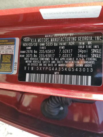 2019 KIA SORENTO L - 5XYPG4A35KG543013