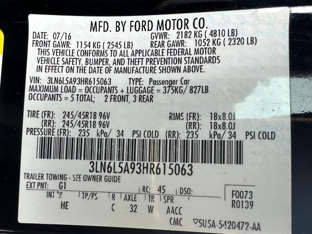 2017 LINCOLN MKZ PREMIE 3LN6L5A93HR615063