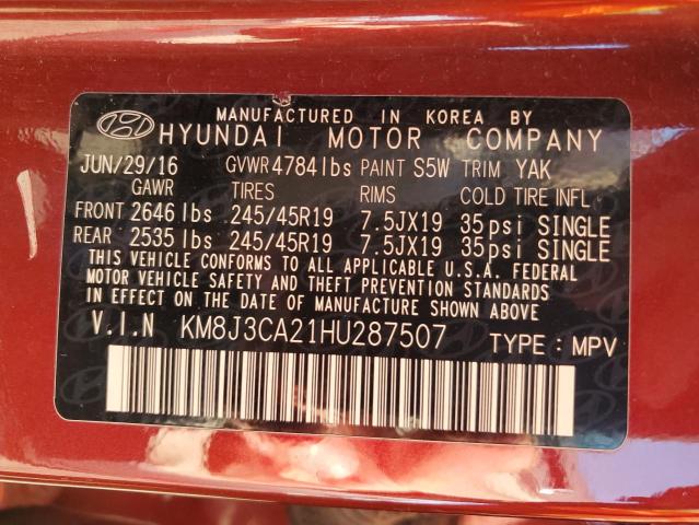 2017 HYUNDAI TUCSON LIM - KM8J3CA21HU287507