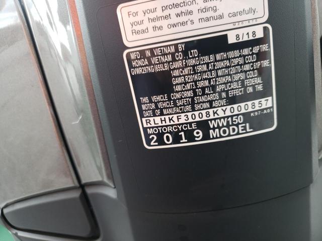 2019 HONDA WW150 RLHKF3008KY000857