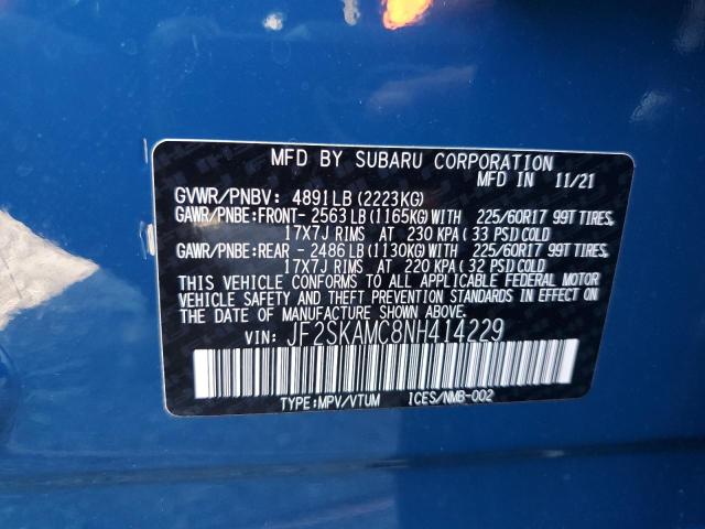 2022 SUBARU FORESTER W JF2SKAMC8NH414229