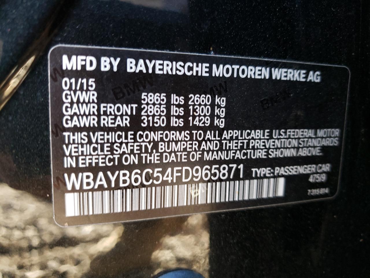 WBAYB6C54FD965871 2015 BMW 750 Xi