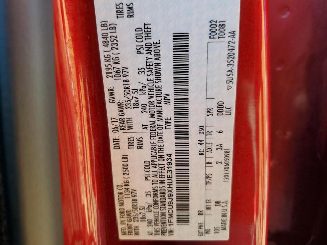 2017 FORD ESCAPE TIT - 1FMCU9J9XHUE31934