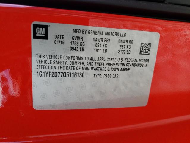 2016 CHEVROLET CORVETTE S - 1G1YF2D77G5116130