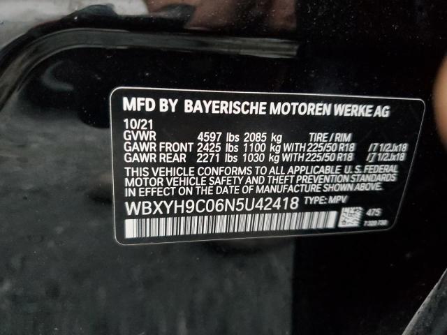 2022 BMW X2 SDRIVE2 WBXYH9C06N5U42418