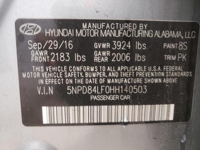 2017 HYUNDAI ELNTRA 5NPD84LF0HH140503