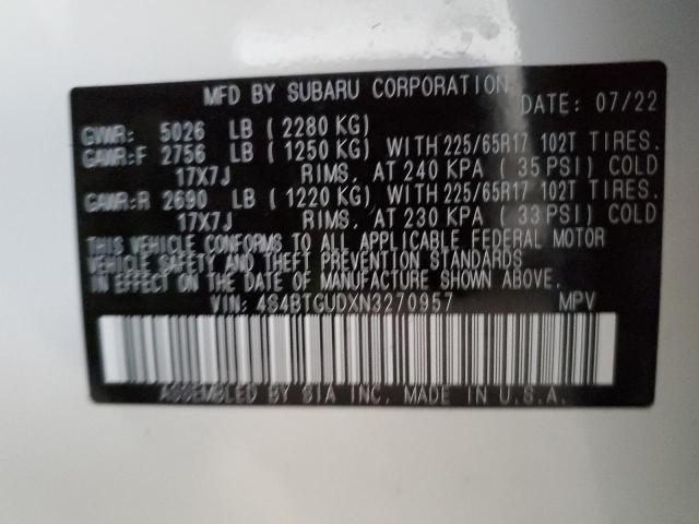 2022 SUBARU OUTBACK WI 4S4BTGUDXN3270957