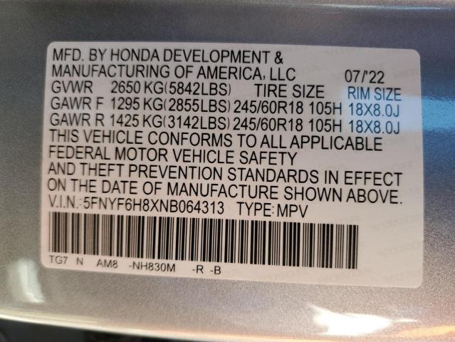 2022 HONDA PILOT TRAI 5FNYF6H8XNB064313