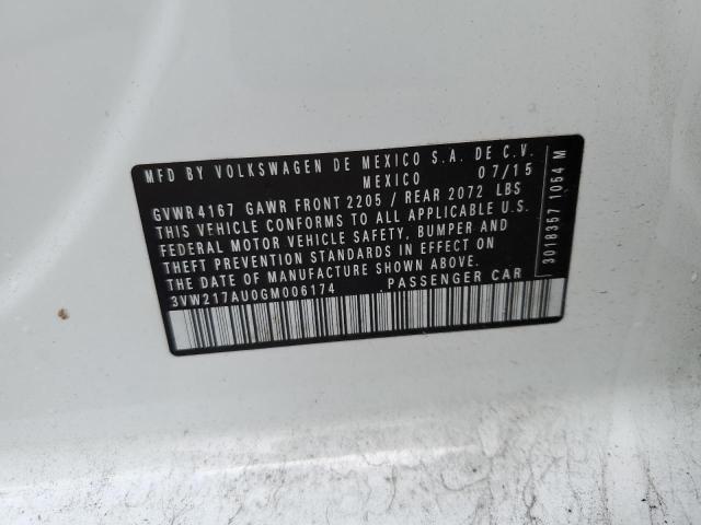 2016 VOLKSWAGEN GOLF S/SE 3VW217AU0GM006174