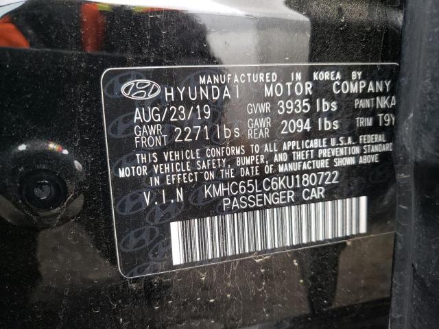 2019 HYUNDAI IONIQ BLUE - KMHC65LC6KU180722
