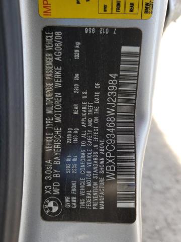 WBXPC93468WJ23984 BMW X3 3.0SI