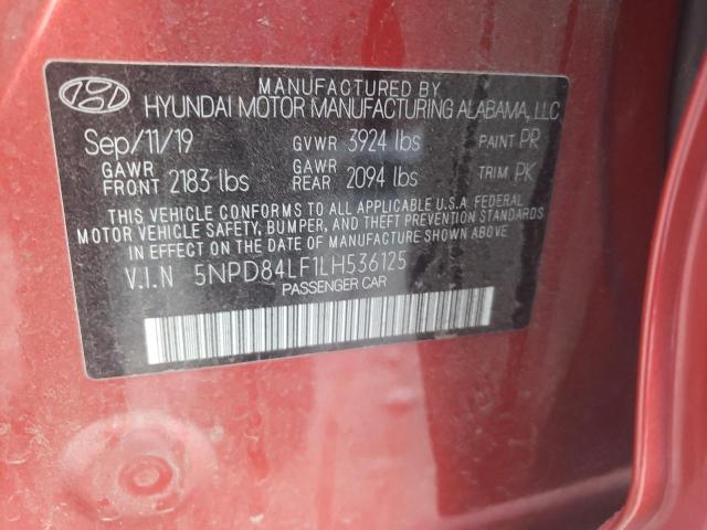 VIN 5NPD84LF1LH536125 2020 HYUNDAI ELANTRA no.10