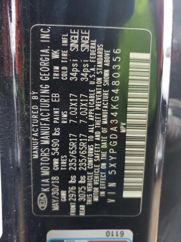 5XYPGDA34KG480356 KIA SORENTO L