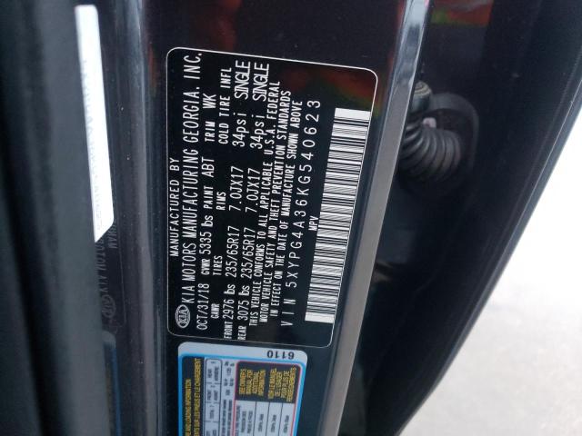 5XYPG4A36KG540623 KIA SORENTO L