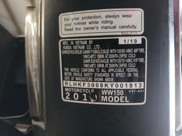 2019 HONDA WW150 RLHKF3008KY001913