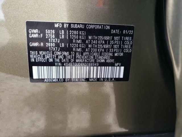 2022 SUBARU OUTBACK WI 4S4BTGUD6N3188949