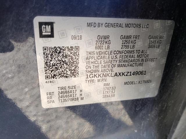 1GKKNKLAXKZ149061 GMC ACADIA SLE