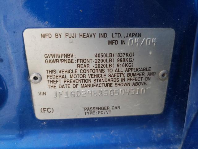 JF1GD296X5G504310 Subaru Impreza Wrx