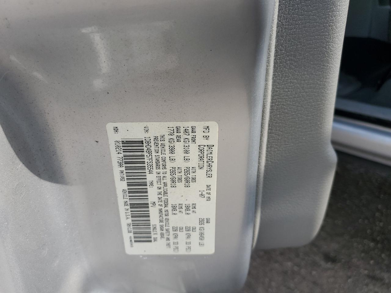 1D8HD48P57F535544 2007 Dodge Durango Slt