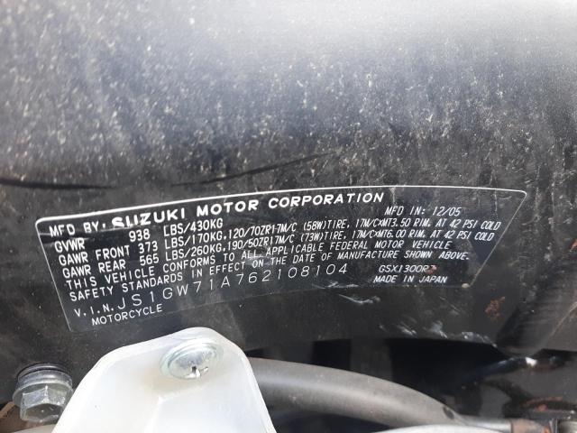 2006 SUZUKI GSX1300 R JS1GW71A762108104