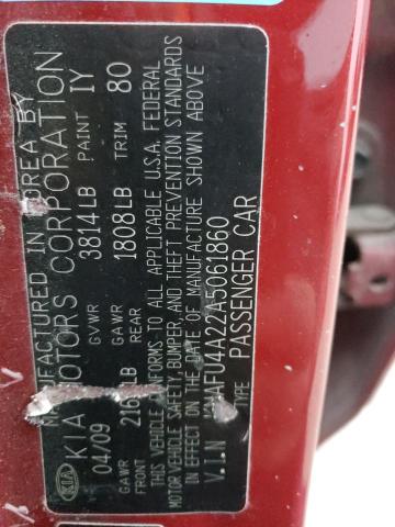 KNAFU4A22A5061860 KIA FORTE EX
