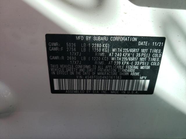 2022 SUBARU OUTBACK WI 4S4BTGUD4N3161183